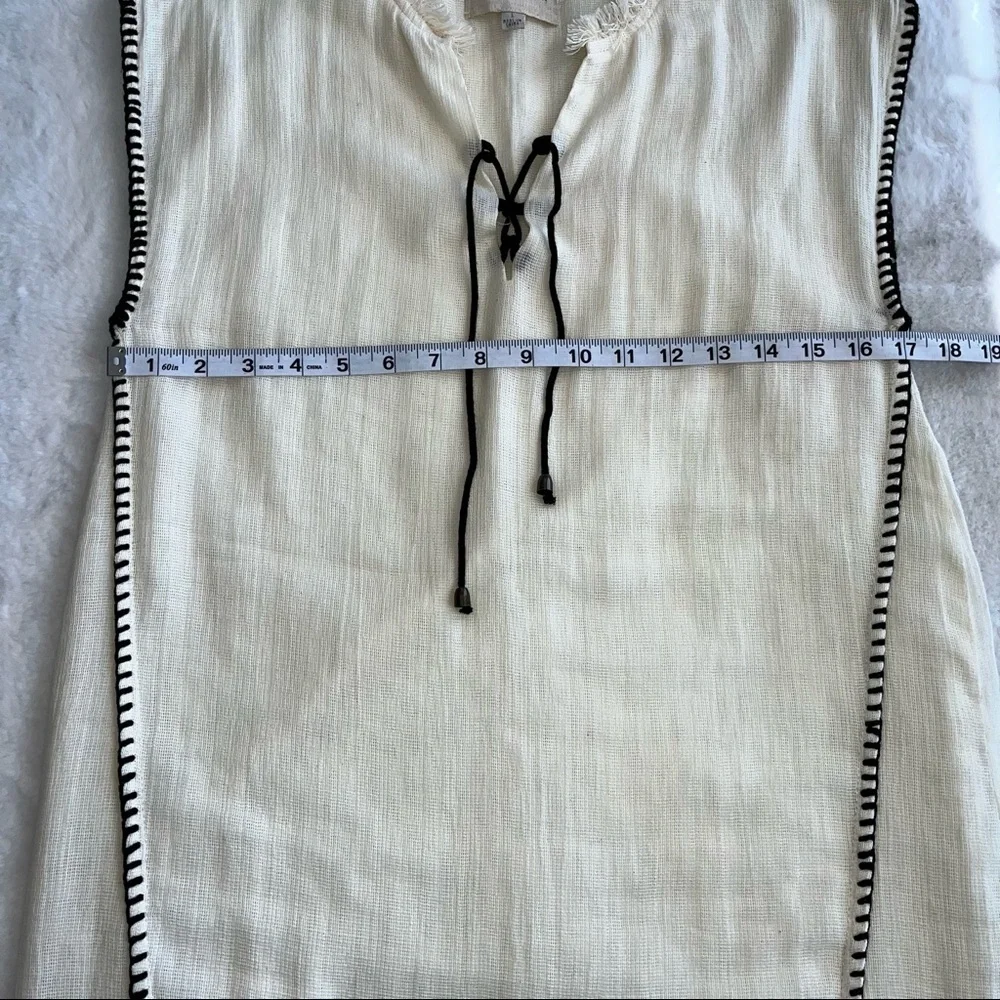 Moon River Blanket Stitch Shift Dress In Cream With Black Stitches Size Small - Picture 8 of 11